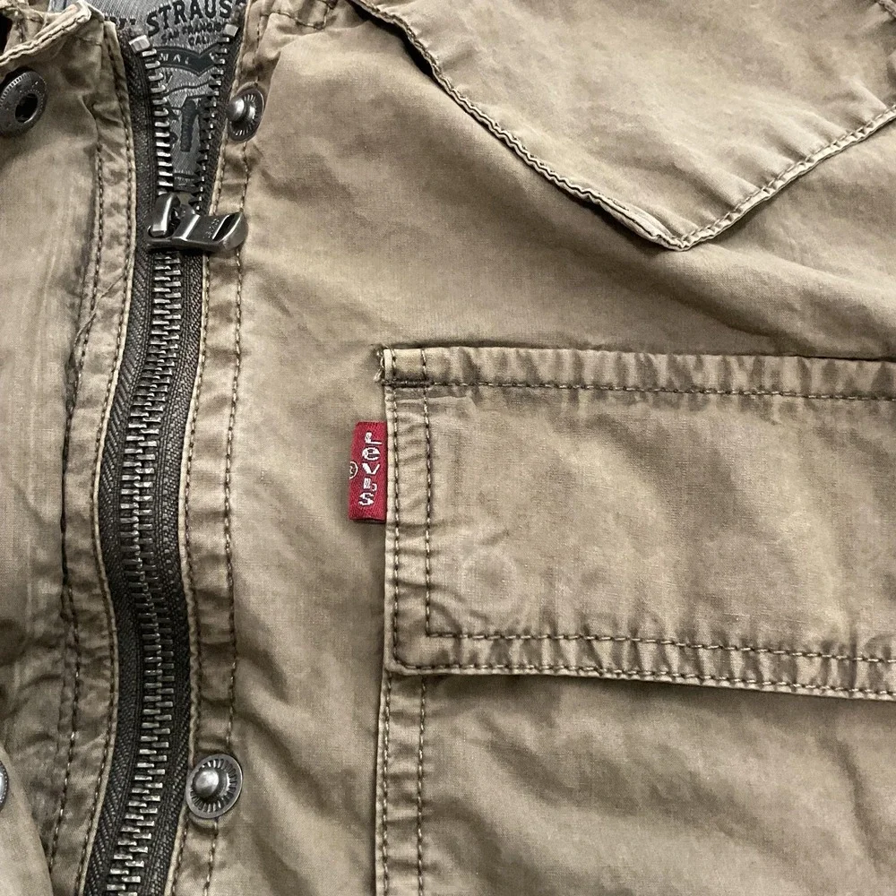 Levi's Jacket Womens Med OliveGreen Canvas Hooded Fishtail Parka Utility Pockets